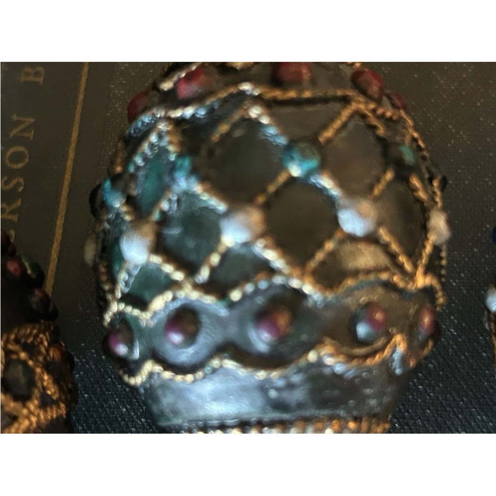 Egg Shaped Moroccan Style Wine Bottle Stoppers Cork Set w/ Holder Unique - Picture 8 of 11